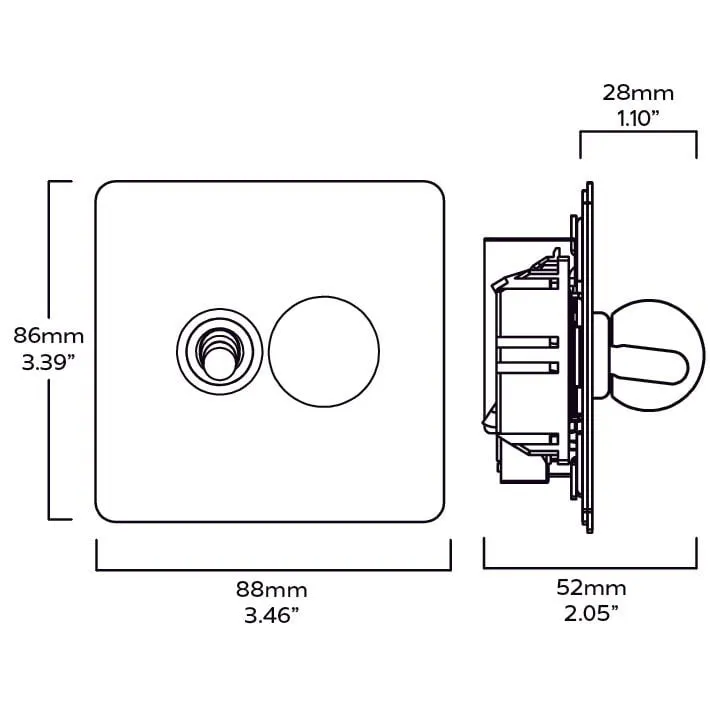 BOBBIN 2G Mixed Light Switch 1 Toggle / 1 Dimmer - Brass