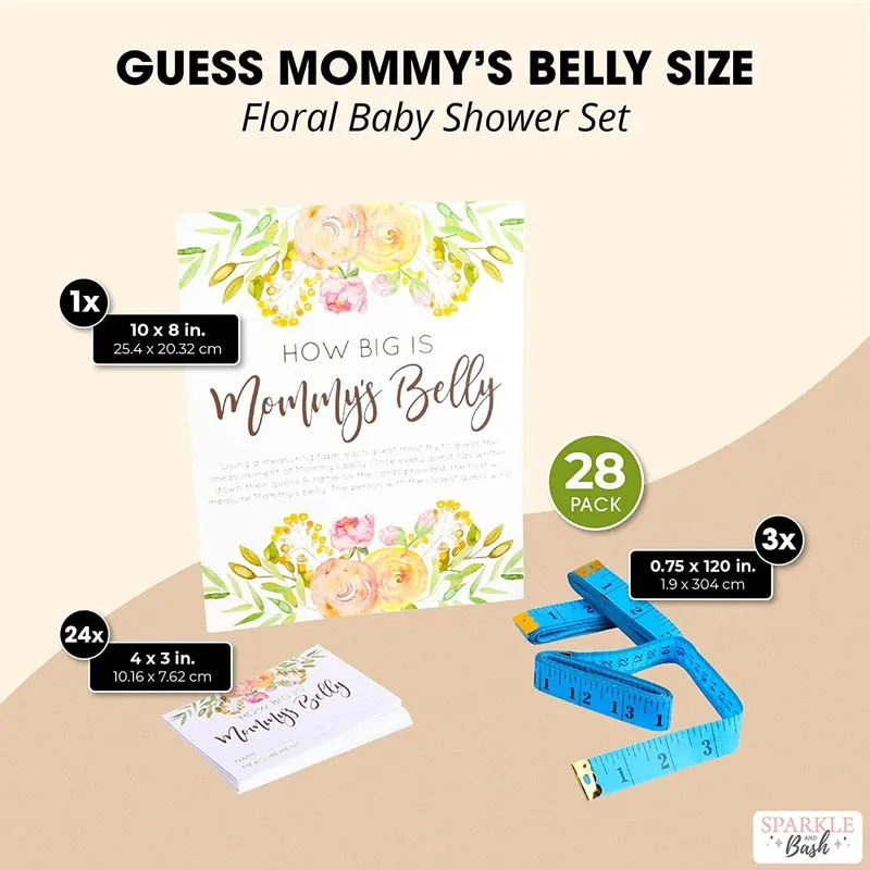 Boy Baby Shower Party Game, How Big is Mommy's Belly (28 Pieces)