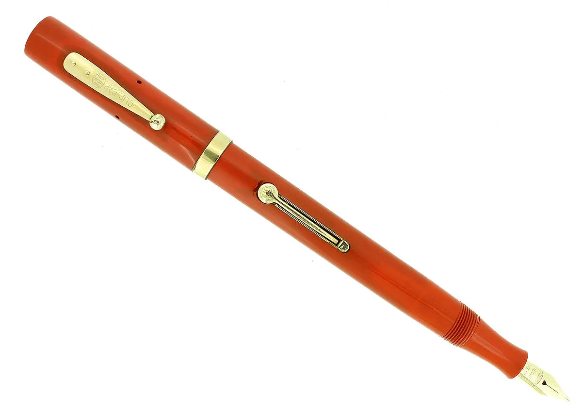 C1925 WATERMAN #52 CARDINAL RED HARD RUBBER FOUNTAIN PEN F-BBB FLEX NIB RESTORED