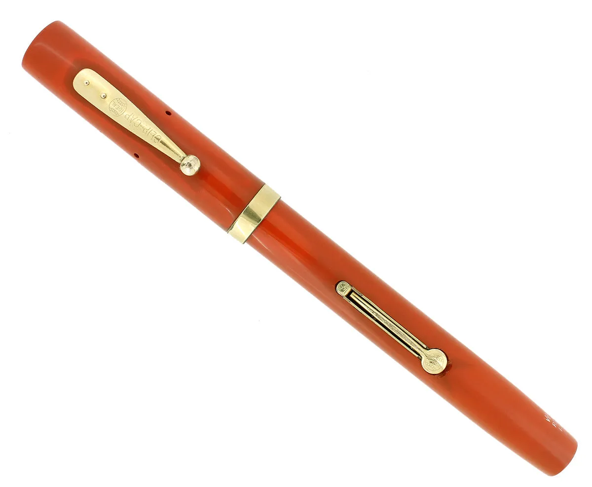 C1925 WATERMAN #52 CARDINAL RED HARD RUBBER FOUNTAIN PEN F-BBB FLEX NIB RESTORED