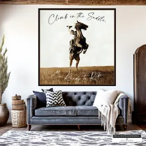 Climb on the Saddle - Cowboy Mural Wallpaper, Western Decor Peel and Stick