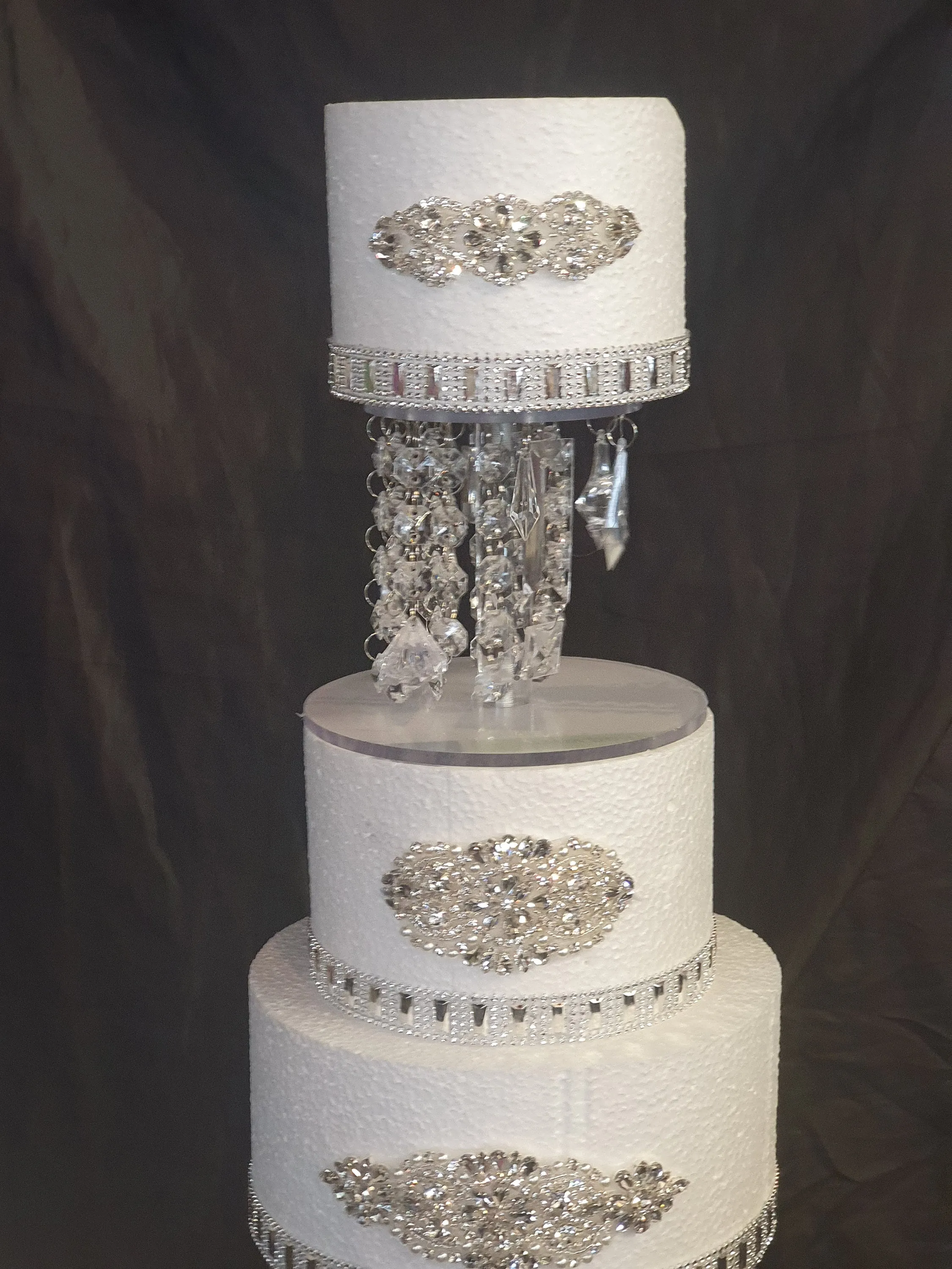 Crystal cake stand   2 separators chandelier wedding cake with LED Lights,set of 3 pieces side bar Illusion  4" 8" 12" by Crystal wedding uk