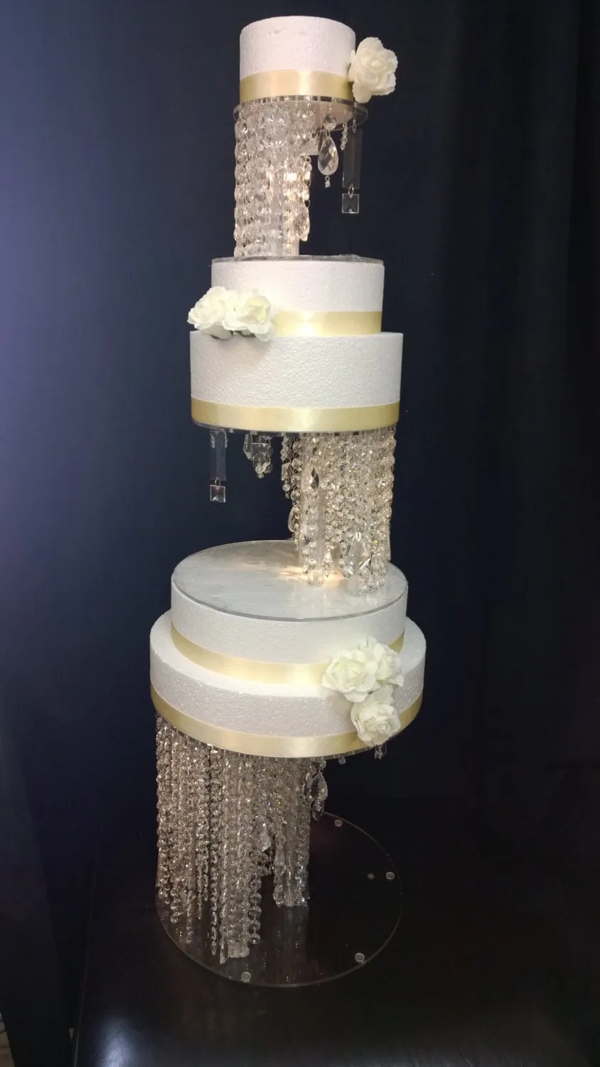 Crystal cake stand   2 separators chandelier wedding cake with LED Lights,set of 3 pieces side bar Illusion  4" 8" 12" by Crystal wedding uk