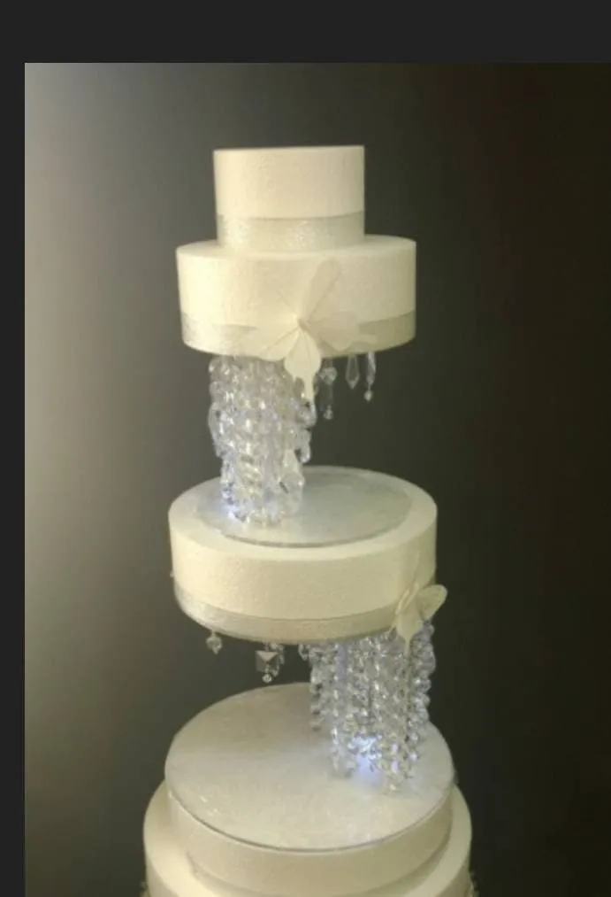 Crystal cake stand   2 separators chandelier wedding cake with LED Lights,set of 3 pieces side bar Illusion  4" 8" 12" by Crystal wedding uk