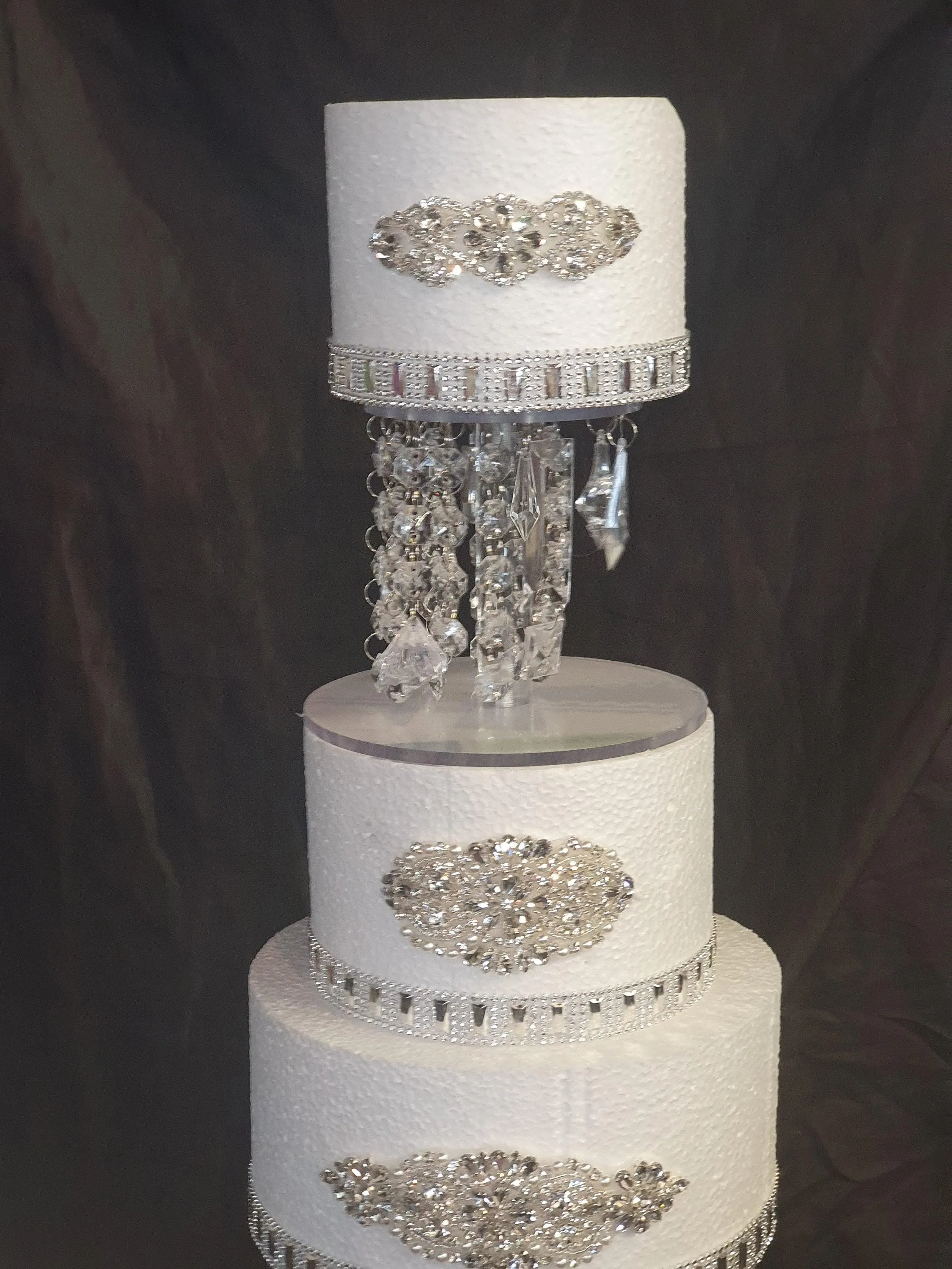 Crystal cake stand   2 separators chandelier wedding cake with LED Lights,set of 3 pieces side bar Illusion 8" 12" 16" by Crystal wedding uk