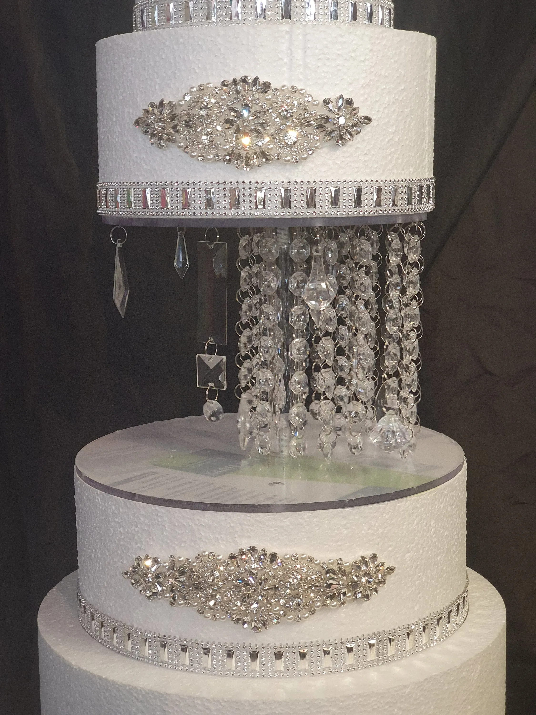 Crystal Illusion wedding cake stand 2 separators with LED Lights, set of 3 pieces. 8'12"16" by Crystal wedding uk