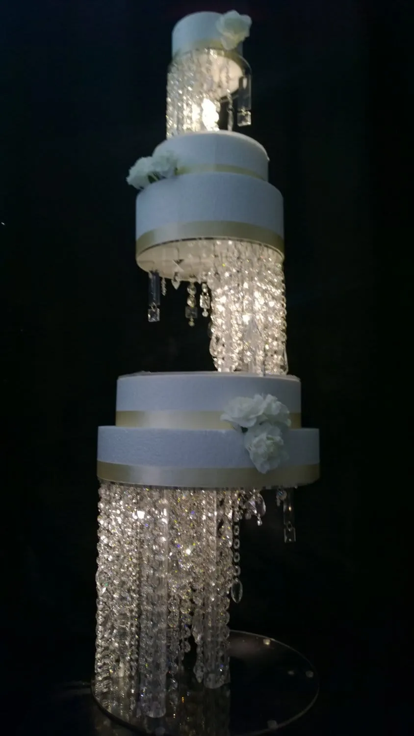 Crystal Illusion wedding cake stand 2 separators with LED Lights, set of 3 pieces. 8'12"16" by Crystal wedding uk