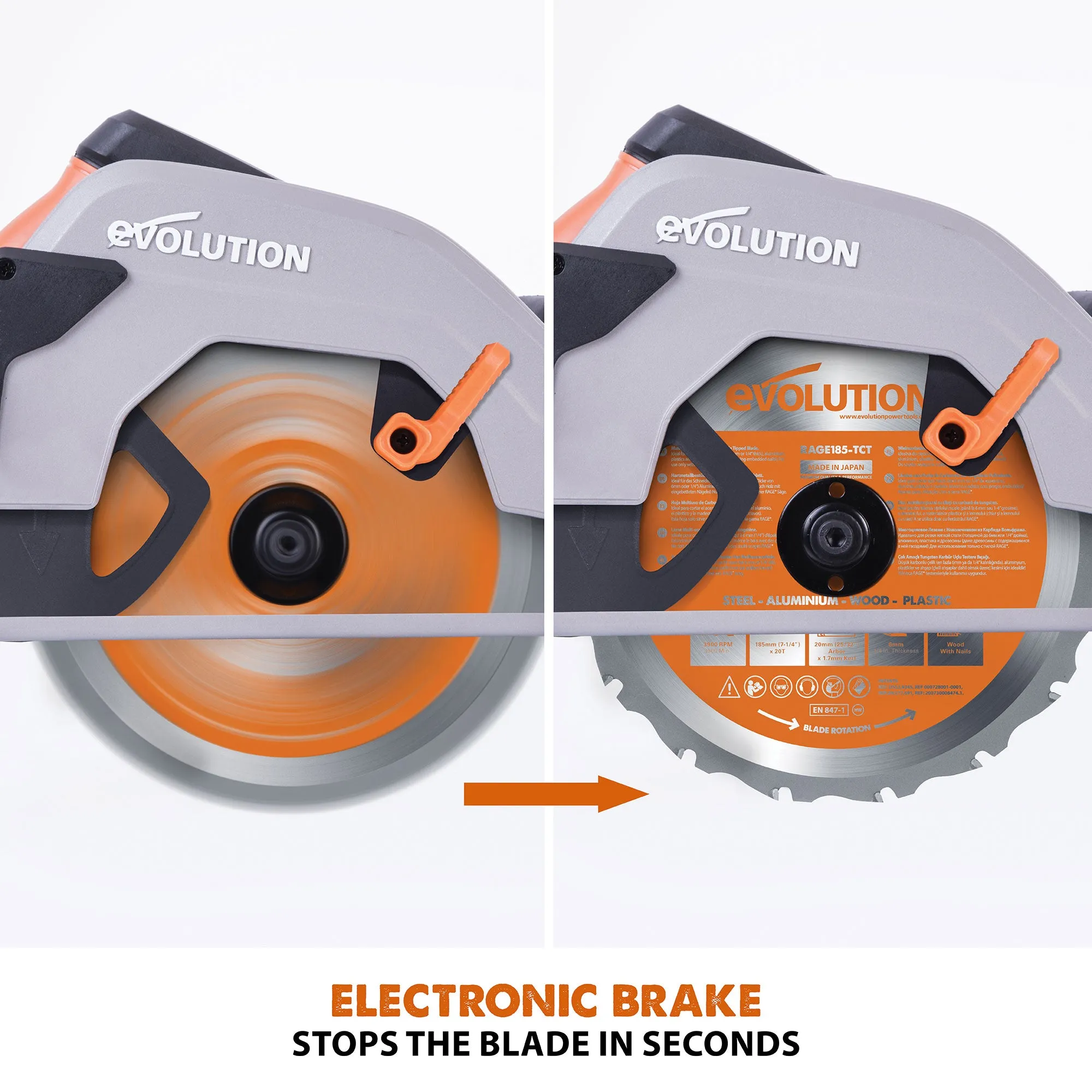 Evolution R185CCSL: Multi-Material Cutting Circular Saw 7-1/4 in. Blade (Refurbished Like New)