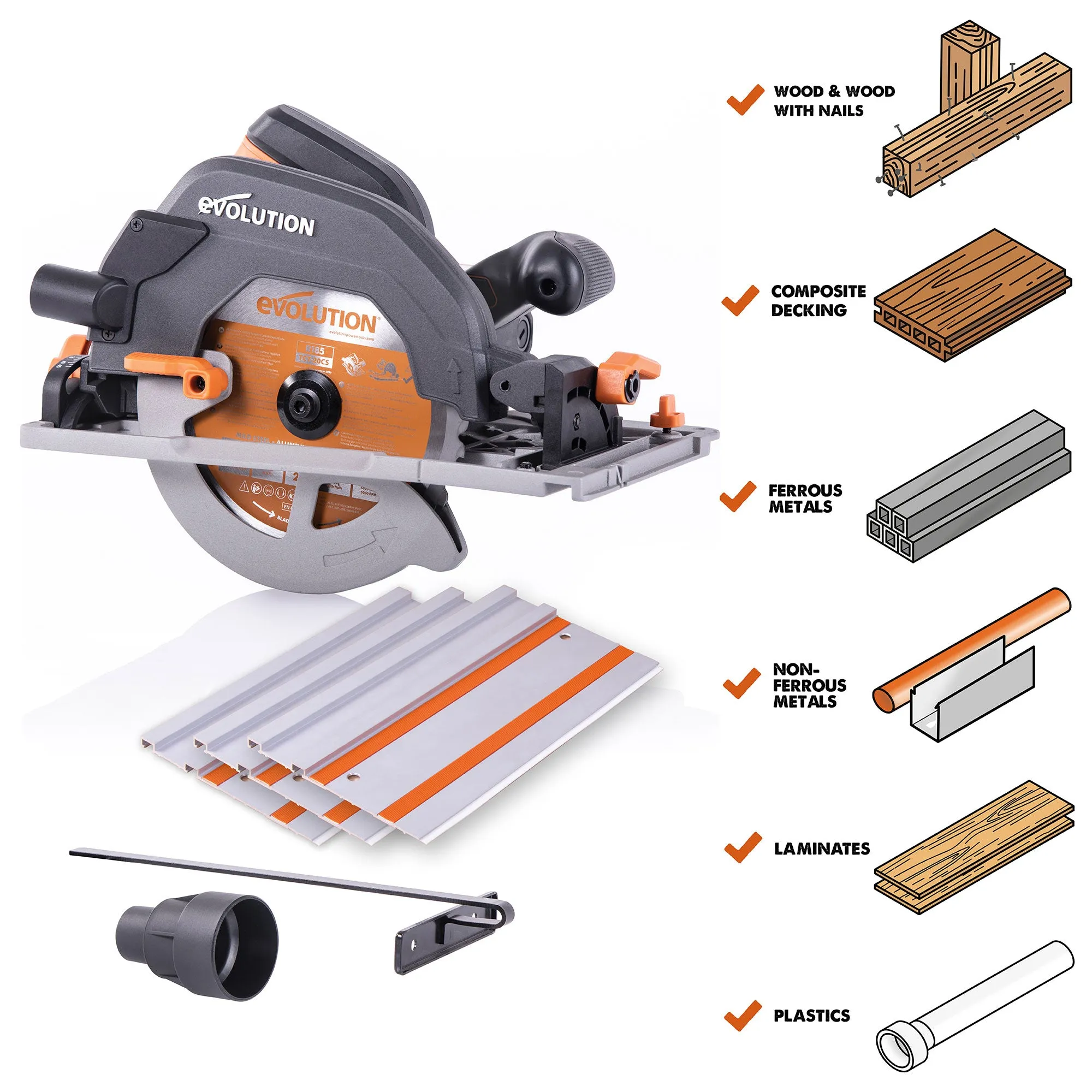 Evolution R185CCSX: Multi-Material Cutting Circular Saw 7-1/4 in. Blade (Refurbished Like New)