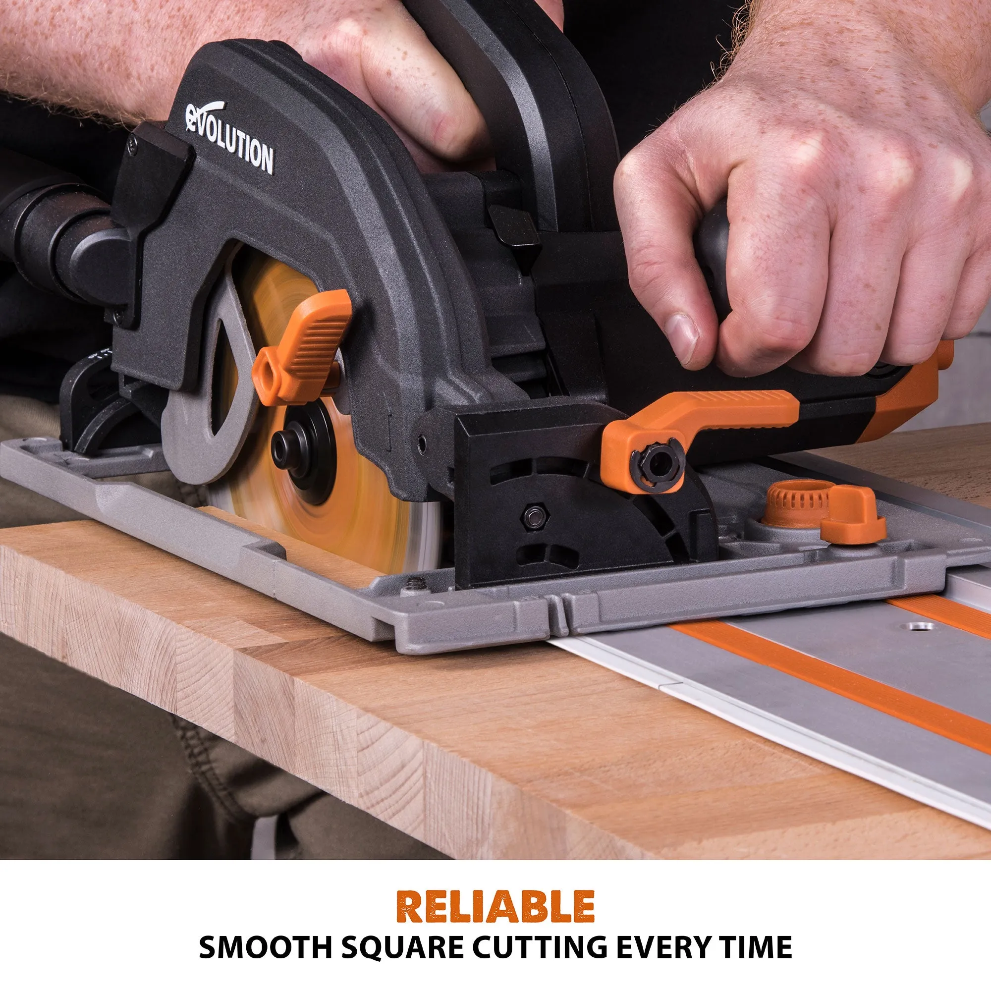 Evolution R185CCSX: Multi-Material Cutting Circular Saw 7-1/4 in. Blade With 3ft, 4in. Track Included