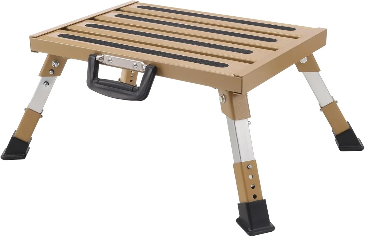 Heavy-Duty Adjustable RV Step - Folding Platform with Glow-in-the-Dark Strips, Supports 1000 lbs