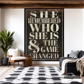 Inspirational Wall Art Peel and Stick Wallpaper Mural – She Remembered and the Game Changed