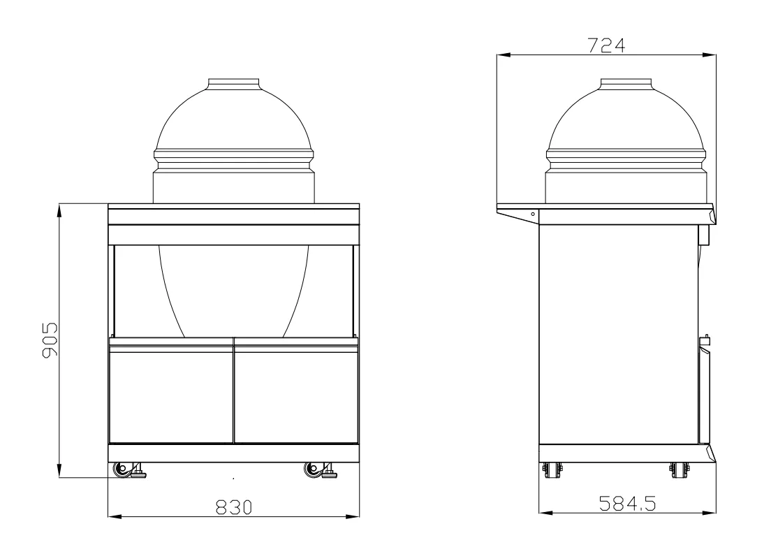 Kingsley 6-Burner Outdoor BBQ Kitchen   21” Smoker Module: Black Stainless Steel, Stone Bench, Fridge, Sink, Height Adjustable, Rotisserie with BBQ Cover