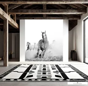 Majestic Wild Horse Mural - Black & White Equine Photo Wallpaper for Western Decor