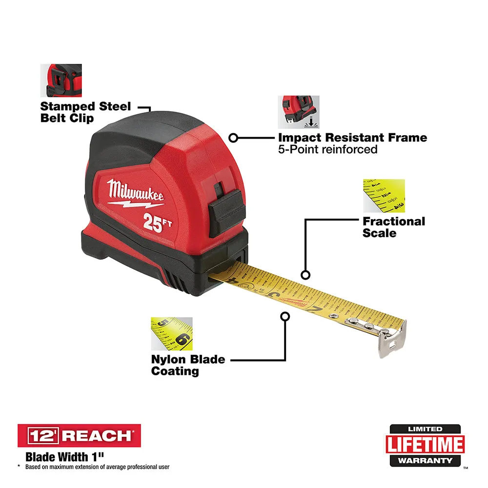 Milwaukee 48-22-6625 25 ft. Compact Tape Measure