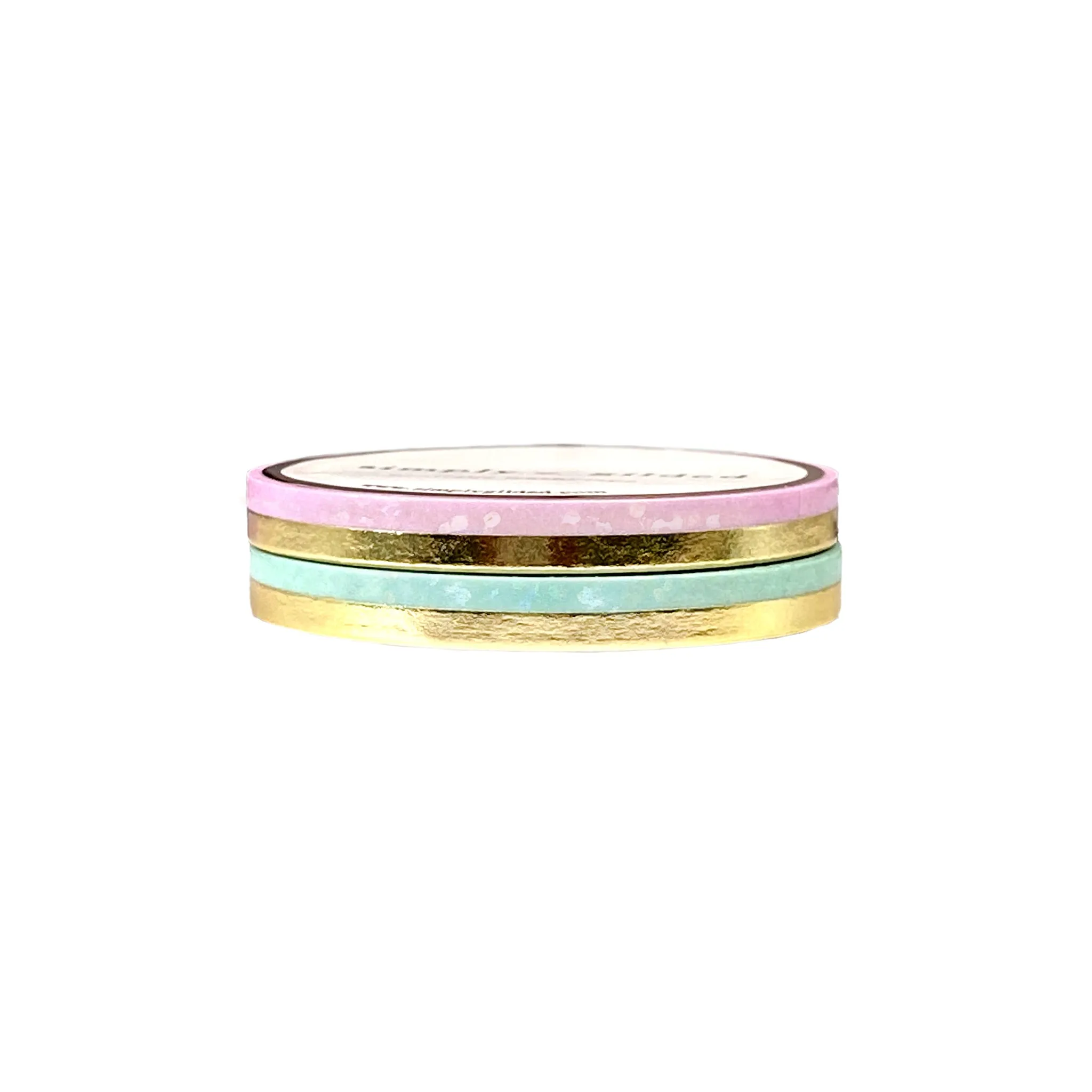 Mint / Baby Pink Color Block washi set of 2 (5mm   light gold foil   iridescent bubble glitter overlay)