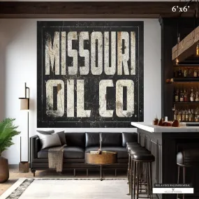 Missouri Oil Co Peel and Stick Removable Wallpaper Mural - Vintage Rusty Metal Sign - Decorative Sign Western Decor