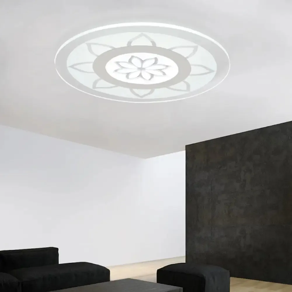 Modern Acrylic Lotus Flush Mount - 16.5"/20.5" Wide Ceiling Lamp in Warm/White/3 Color Light for Living Room