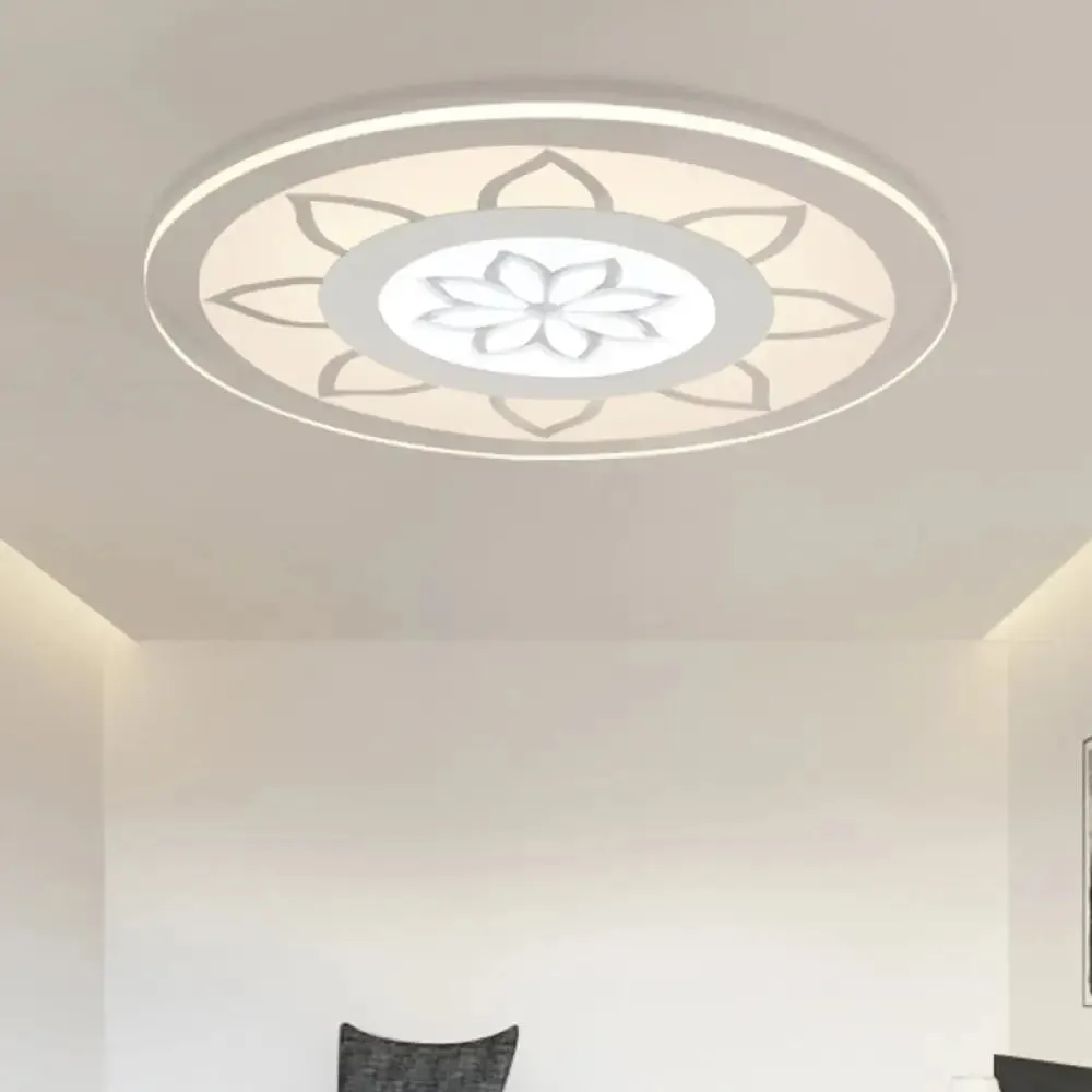 Modern Acrylic Lotus Flush Mount - 16.5"/20.5" Wide Ceiling Lamp in Warm/White/3 Color Light for Living Room