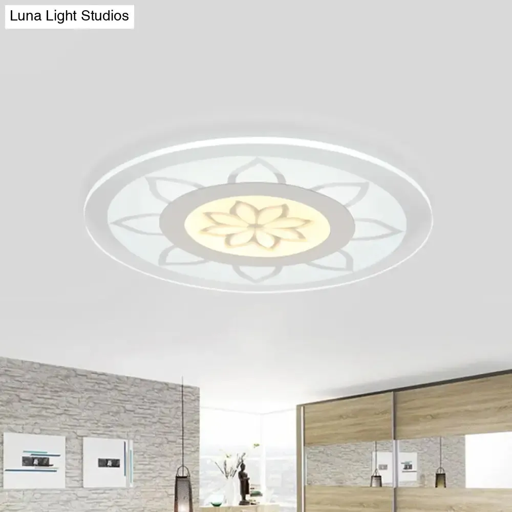 Modern Acrylic Lotus Flush Mount - 16.5"/20.5" Wide Ceiling Lamp in Warm/White/3 Color Light for Living Room