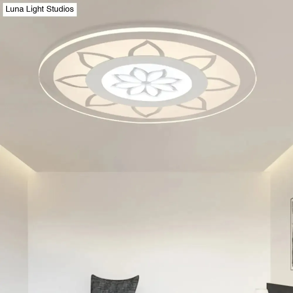 Modern Acrylic Lotus Flush Mount - 16.5"/20.5" Wide Ceiling Lamp in Warm/White/3 Color Light for Living Room