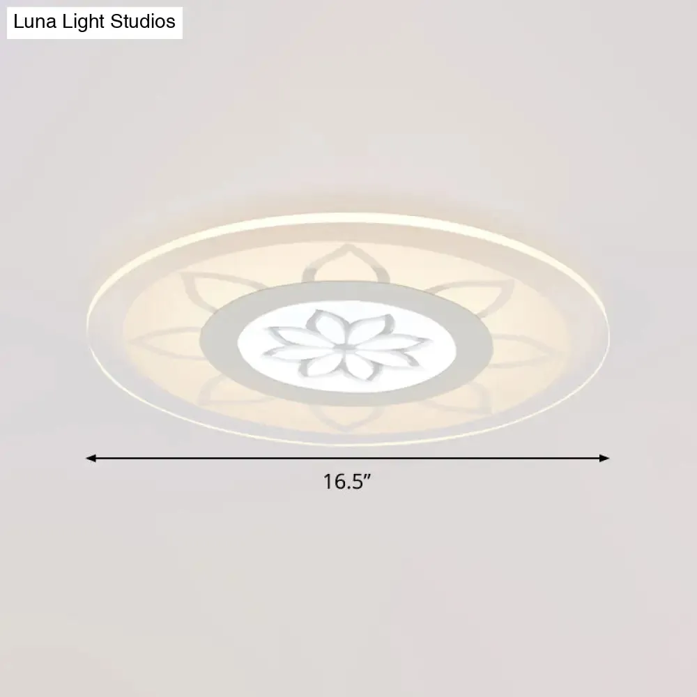 Modern Acrylic Lotus Flush Mount - 16.5"/20.5" Wide Ceiling Lamp in Warm/White/3 Color Light for Living Room