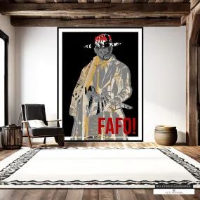 Modern Cowboy with Rifle Wall Art - "FAFO" Quote Wallpaper Mural Large Wall Art