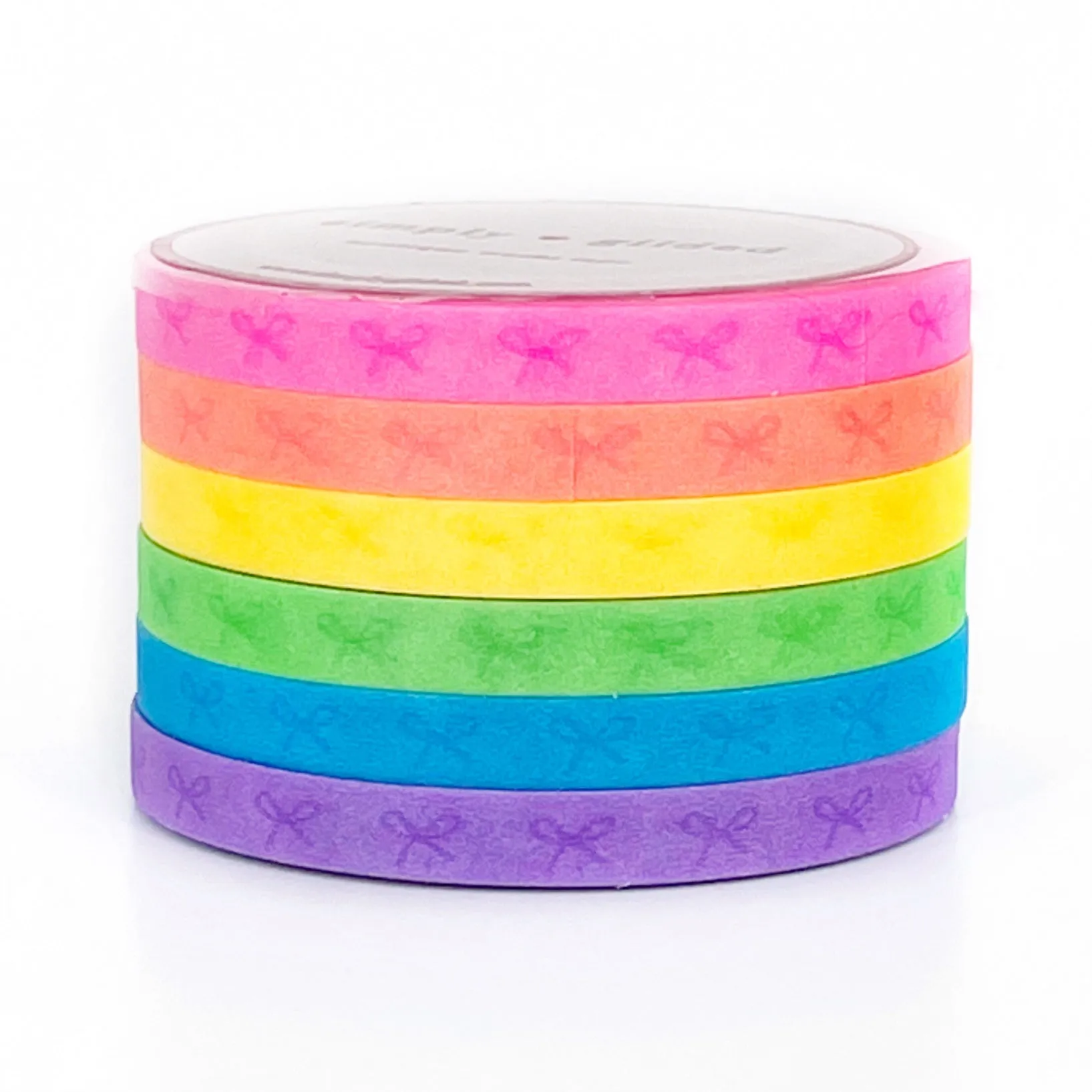 Neon Tone-on-Tone bows washi set of 6 (6mm) - Restock