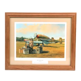 Original Artwork Print: “Pre-Flight Brief” Painting of Heinkel He 162 Volksjäger Pilot Preparing for a Mission; Signed by Artist - 19" x 15 ½", in Museum Grade Frame