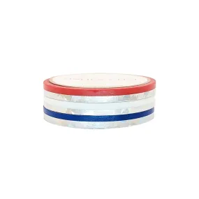 Patriotic Color Block Washi set of 3 (5mm    silver holographic sparkler foil) (Item of the Week)