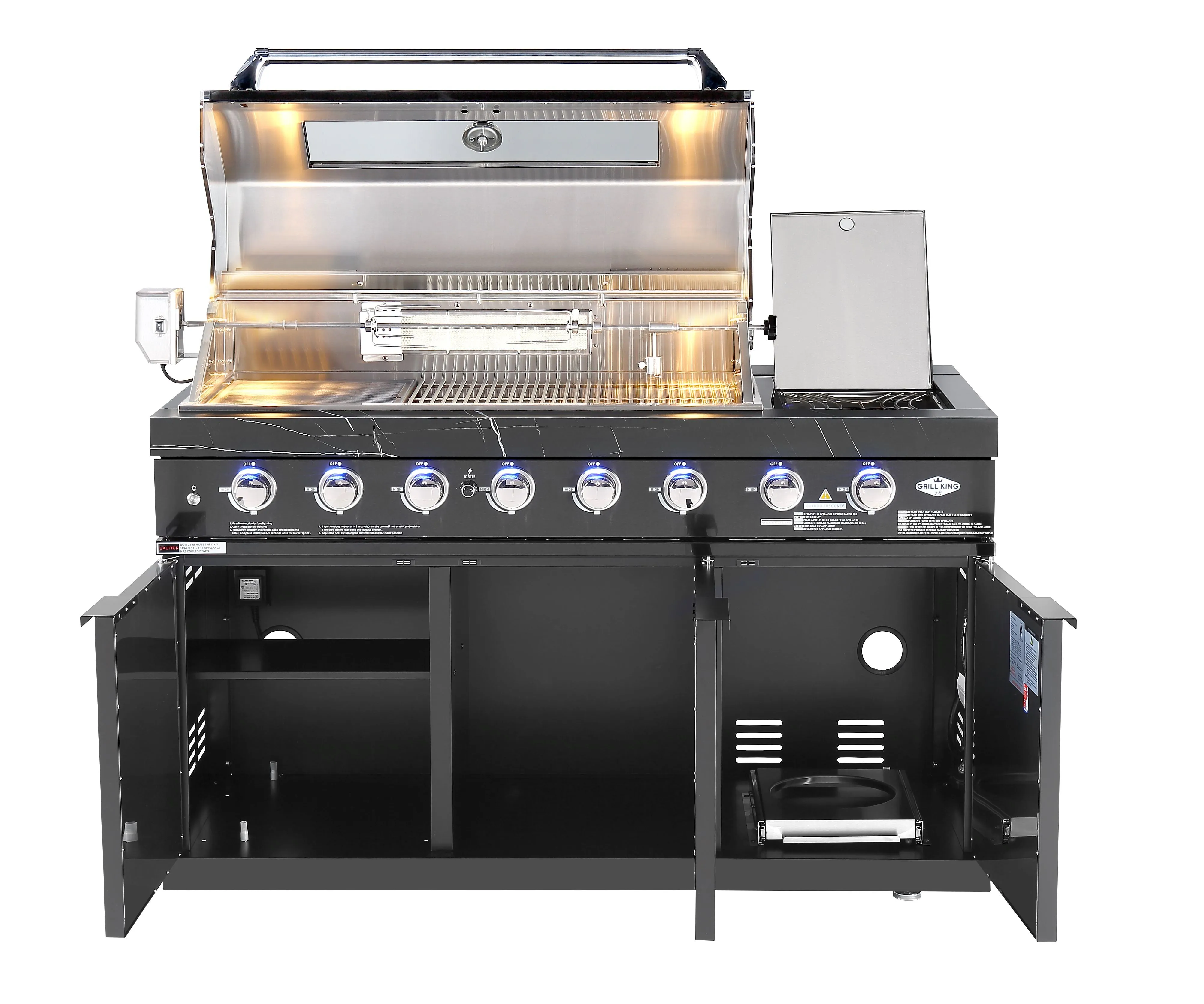 Rockpool Black 6B   21” Kamado Smoker : Designer Outdoor Kitchen BBQ Package Inc Wok Burner, Fridge, Sink, Rotisserie & BBQ Covers