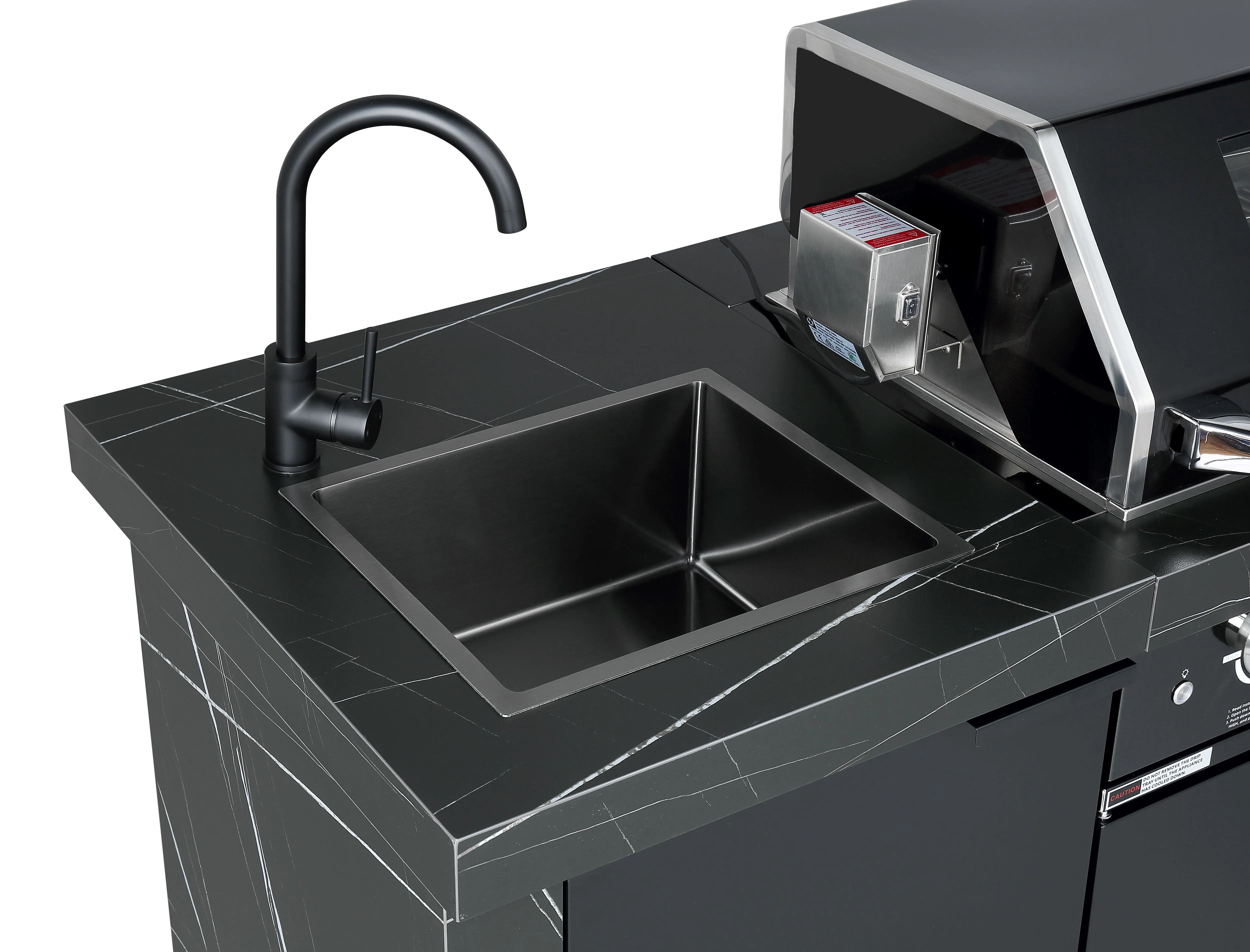 Rockpool Black 6B   21” Kamado Smoker : Designer Outdoor Kitchen BBQ Package Inc Wok Burner, Fridge, Sink, Rotisserie & BBQ Covers