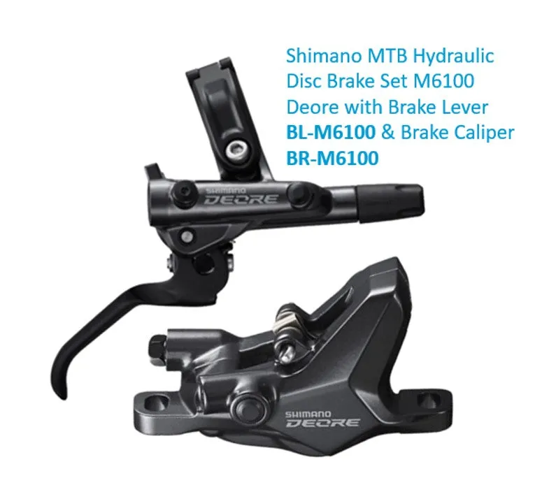 Shimano MTB Hydraulic Disc Brake Set M6100 Deore with Brake Lever BL-M6100 & Brake Caliper BR-M6100