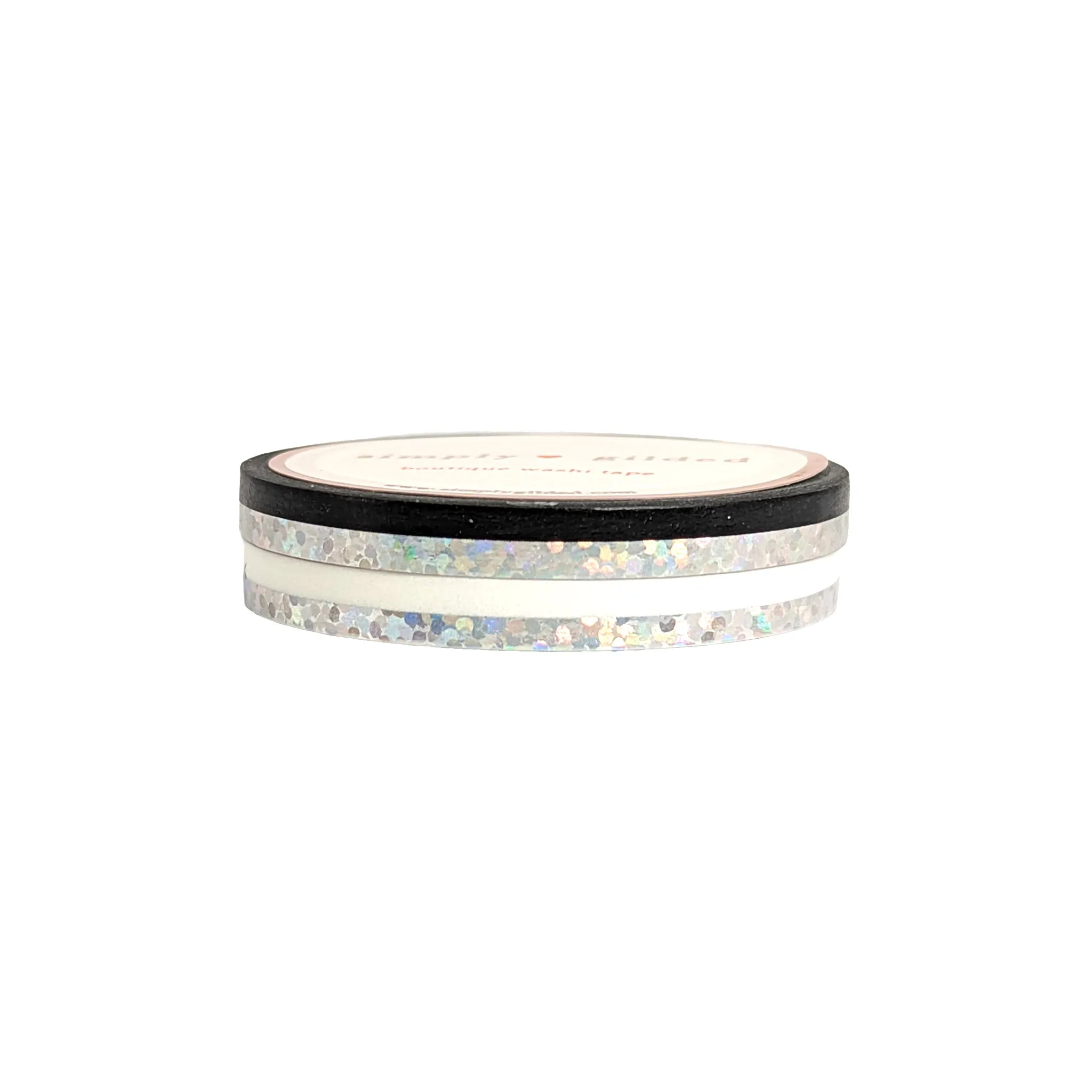 Silver Holographic Bubble B&W Color Block washi set of 2 (5mm   silver holographic bubble   white / silver holographic bubble   black)