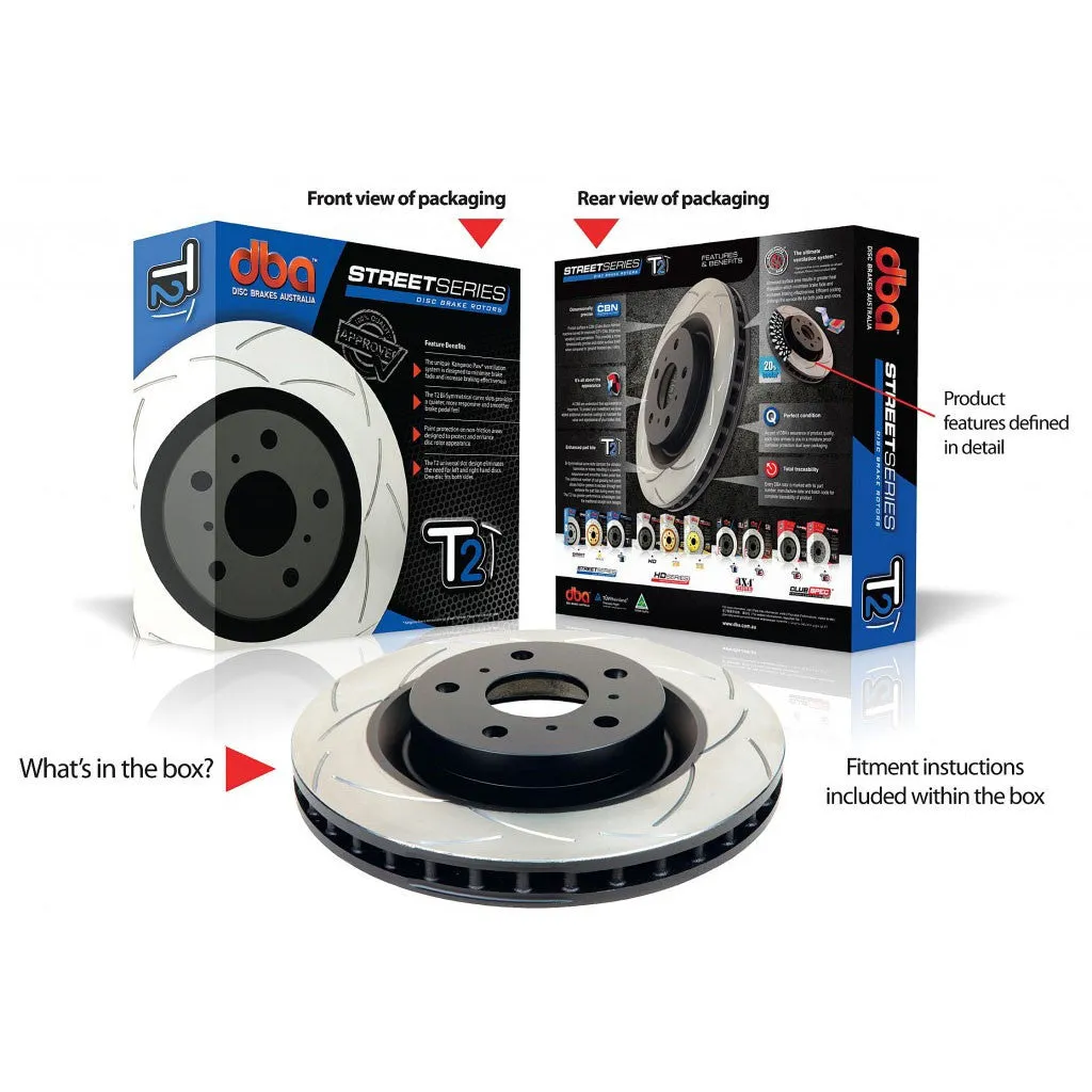 Subaru STI 4-Piston/2-Piston RED Brembo Brake Kit DELUXE with Stainless Lines and Slotted Rotors