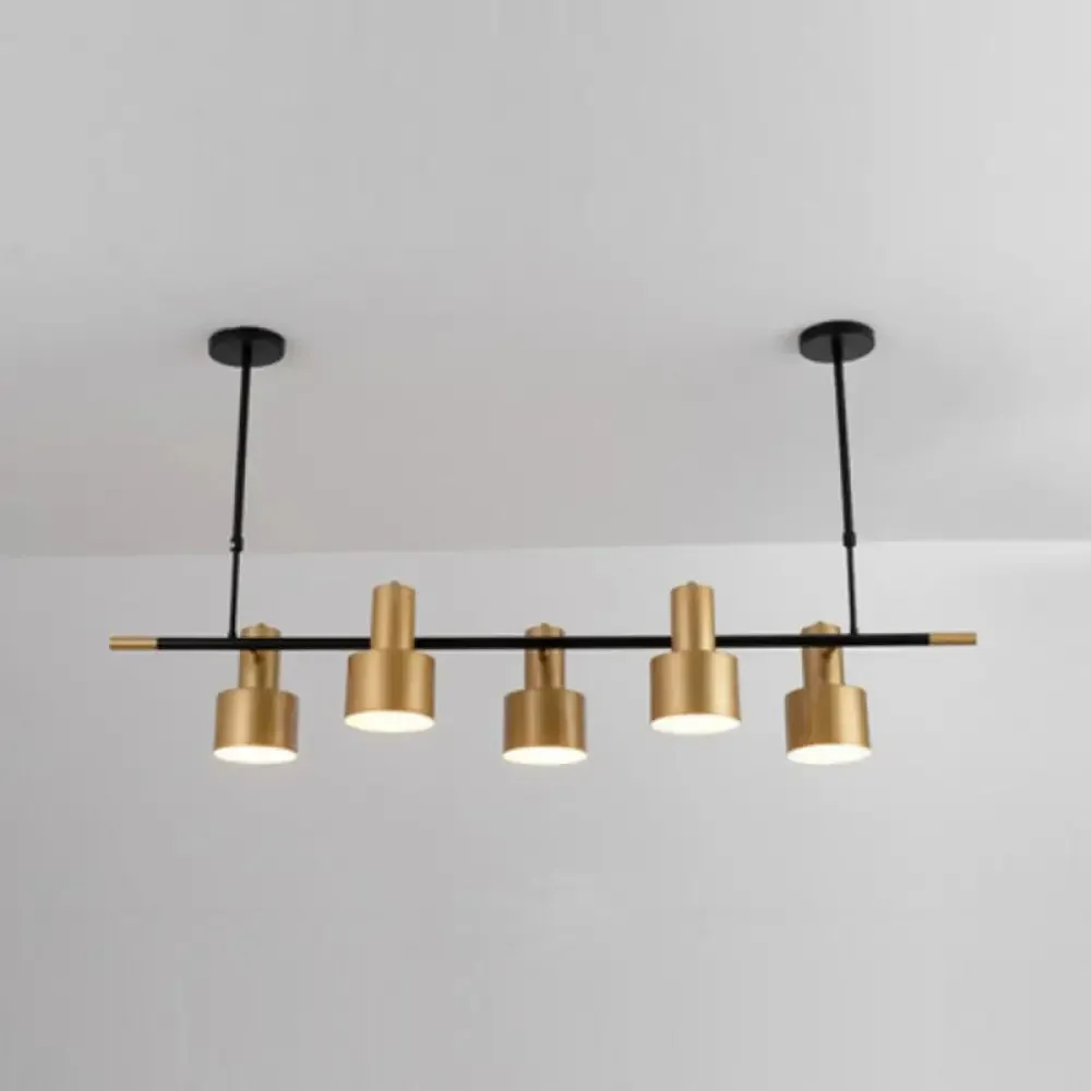 Traditional Gold Pendant Light with Drum Shade - 4/5 Lights for Dining Room Island