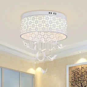 White Angel/Crystal Bead Flush Mount LED Bedroom Light - Simple Metal Design, Multiple Sizes Available